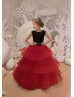 Two Pieces Black And Red Lace Tulle Flower Girl Dress Two Pieces Black And Red Lace Tulle Flower Girl Dress